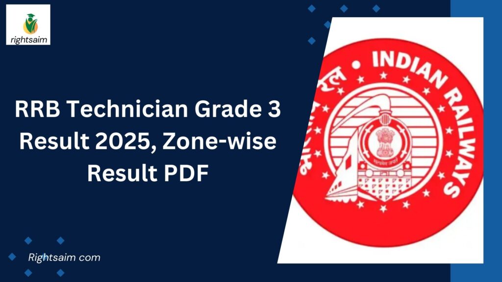 RRB Technician Grade 3 Result 2025, Zone-wise Result PDF