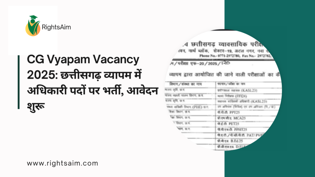 CG Vyapam Vacancy 2025: छत्तीसगढ़ व्यापम में अधिकारी पदों पर भर्ती, आवेदन शुरू
