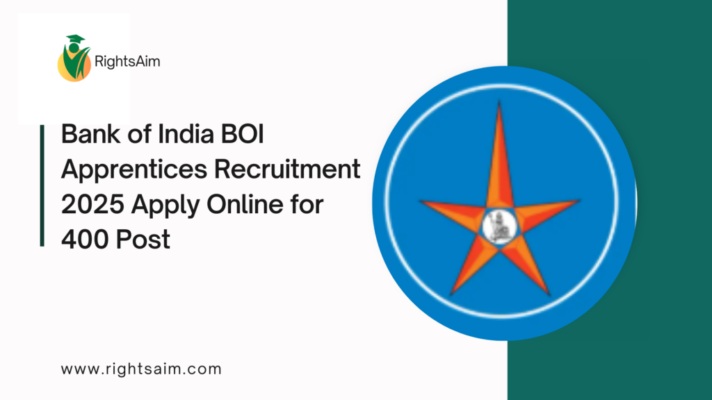 Bank of India BOI Apprentices Recruitment 2025 Apply Online for 400 Post