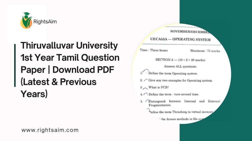Thiruvalluvar University 1st Year Tamil Question Paper | Download PDF (Latest & Previous Years)