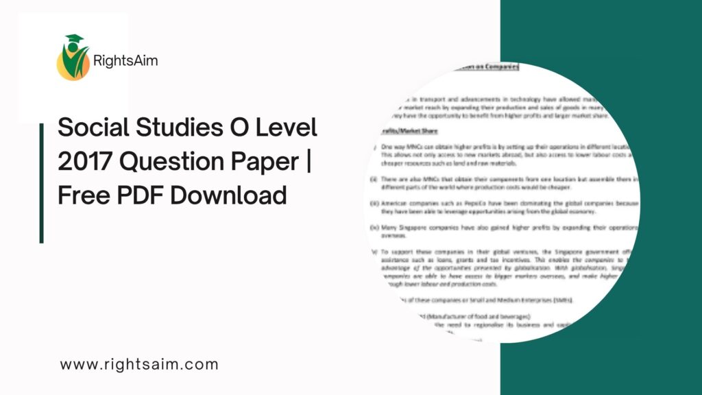 Social Studies O Level 2017 Question Paper | Free PDF Download
