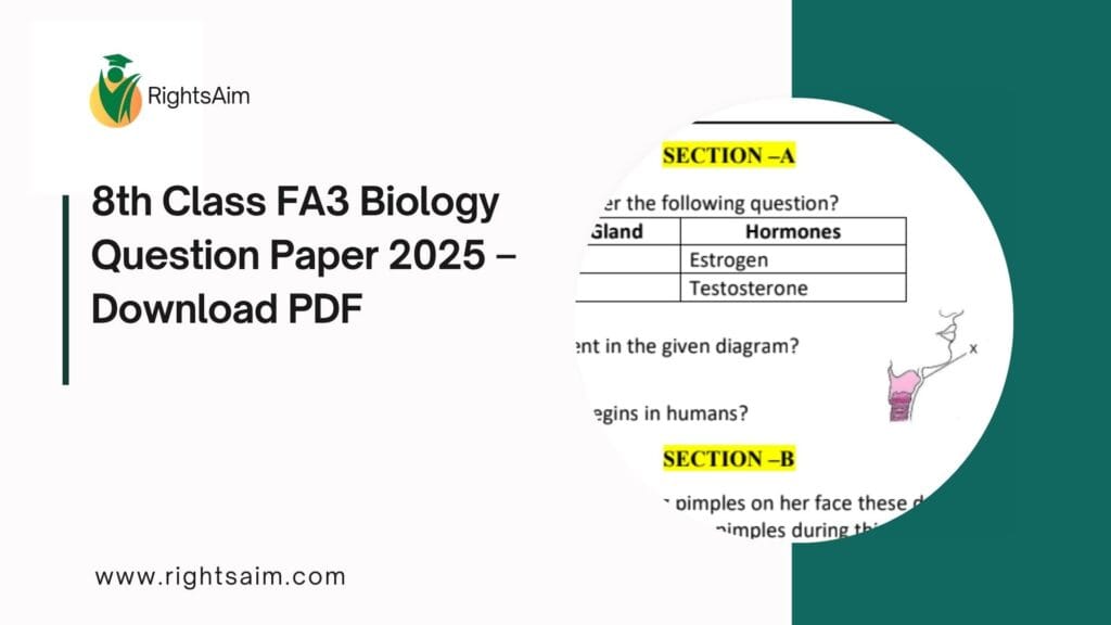 8th Class FA3 Biology Question Paper 2025 β Download PDF