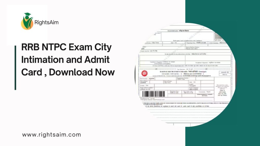 RRB NTPC Exam City Intimation and Admit Card , Download Now