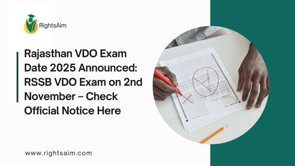 Rajasthan VDO Exam Date 2025 Announced: RSSB VDO Exam on 2nd November – Check Official Notice Here