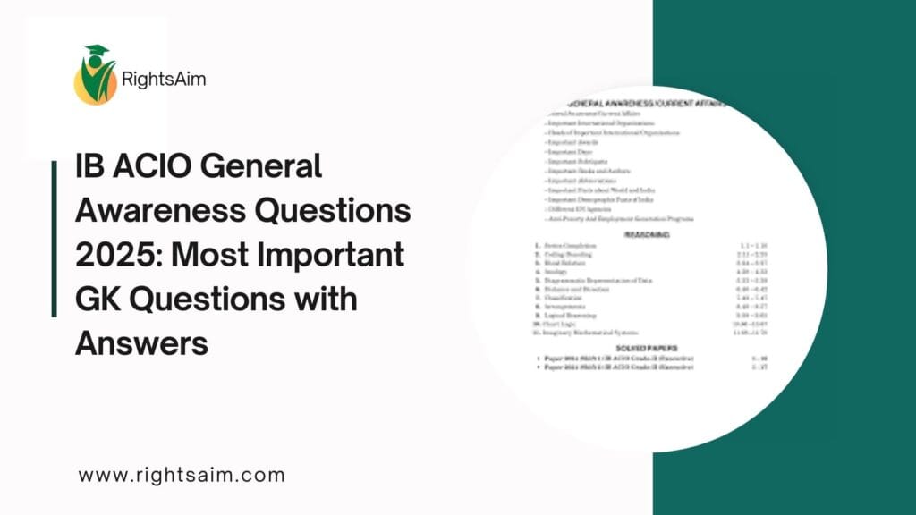 IB ACIO General Awareness Questions 2025