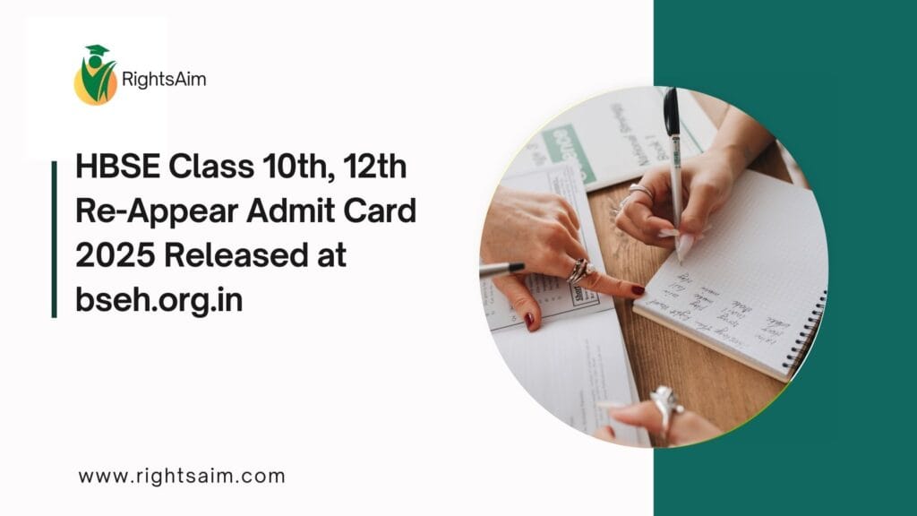 HBSE Class 10th, 12th Re-Appear Admit Card 2025