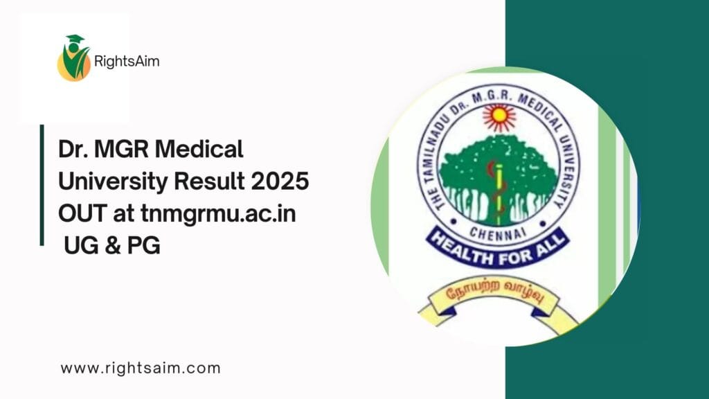 Dr. MGR Medical University Result 2025 OUT at tnmgrmu.ac.in