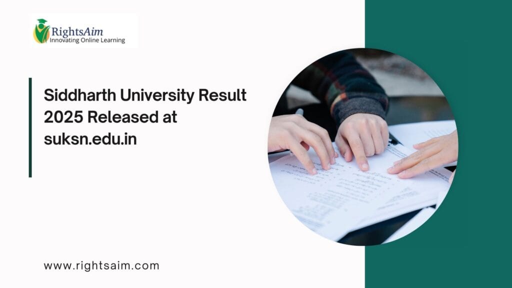Siddharth University Result 2025 Released at suksn.edu.in
