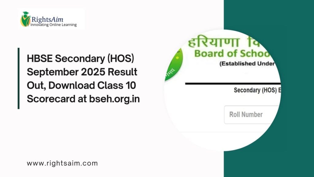 HBSE Secondary (HOS) September 2025 Result