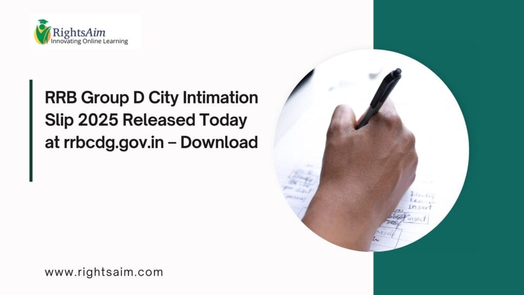 RRB Group D City Intimation Slip 2025