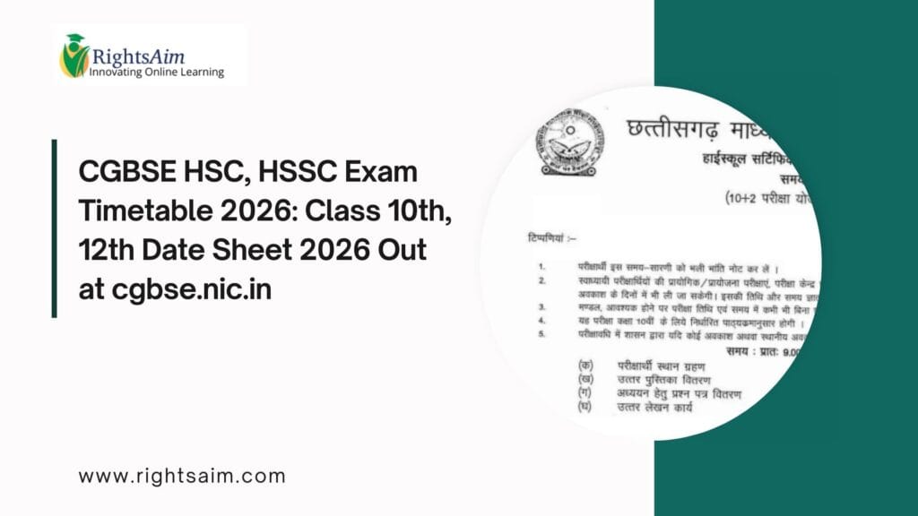 CGBSE HSC, HSSC Exam Timetable 2026: Class 10th, 12th Date Sheet 2026