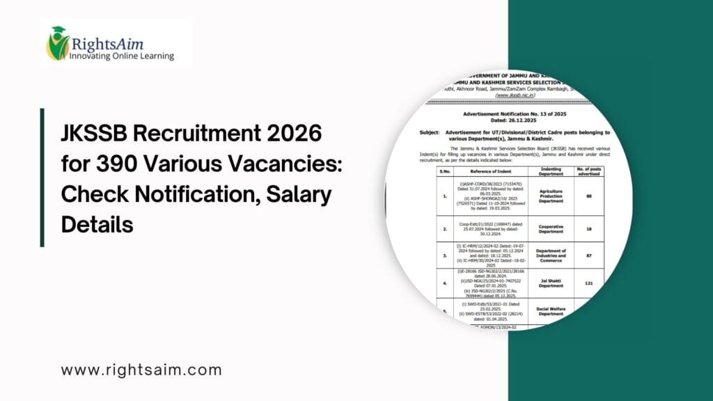 JKSSB Recruitment 2026 for 390 Various Vacancies