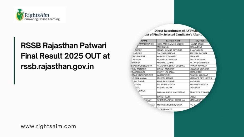 RSSB Rajasthan Patwari Final Result 2025