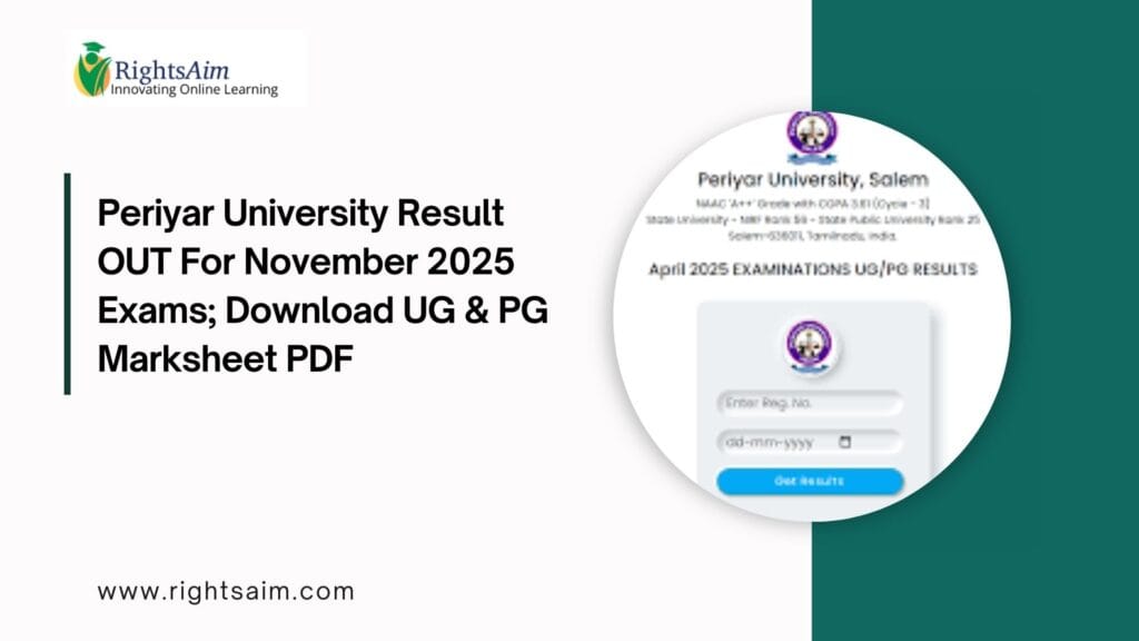Periyar University Result OUT For November 2025 Exams