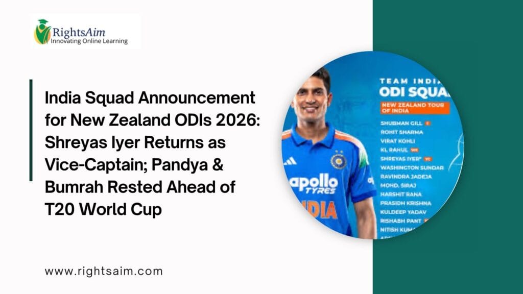 India Squad Announcement for New Zealand ODIs 2026