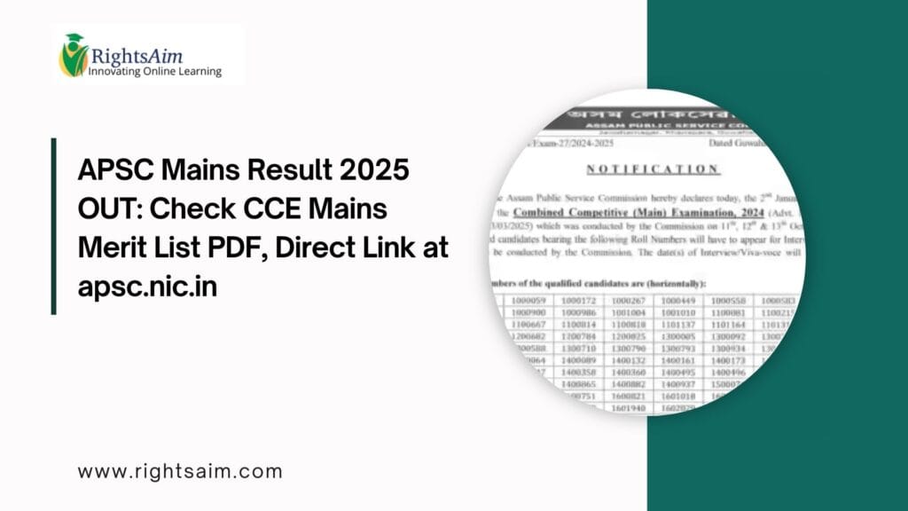 APSC Mains Result 2025 OUT