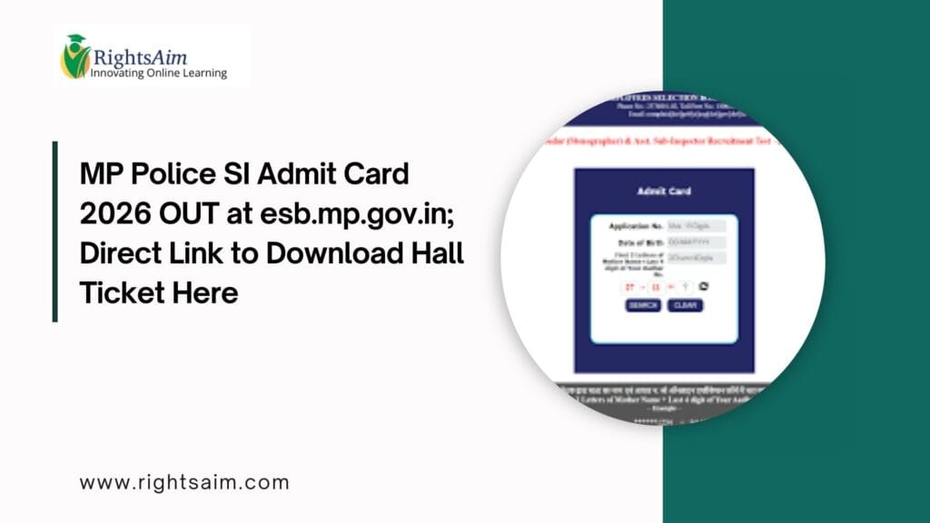 MP Police SI Admit Card 2026 OUT at esb.mp.gov.in