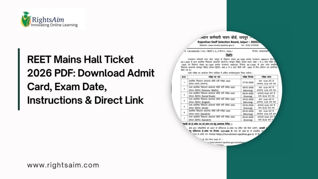 REET Mains Hall Ticket 2026