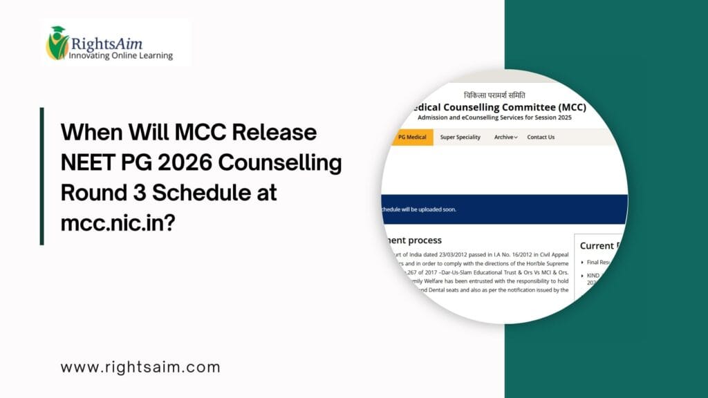 MCC Release NEET PG 2026 Counselling Round 3 Schedule