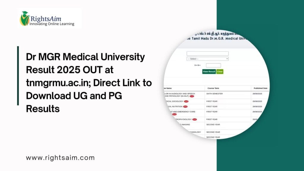 Dr MGR Medical University Result 2025