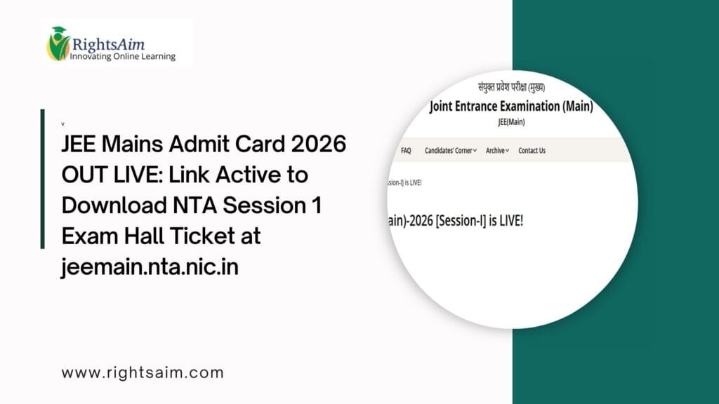 jeemain.nta.ac.in 2026: NTA Released JEE Main Session 1 Hall Ticket for Jan 21, 22, 23 and 24 Exams; Direct Link Here