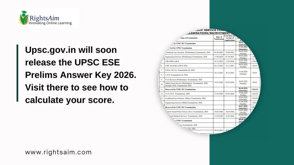 Upsc.gov.in will soon release the UPSC ESE Prelims Answer Key 2026