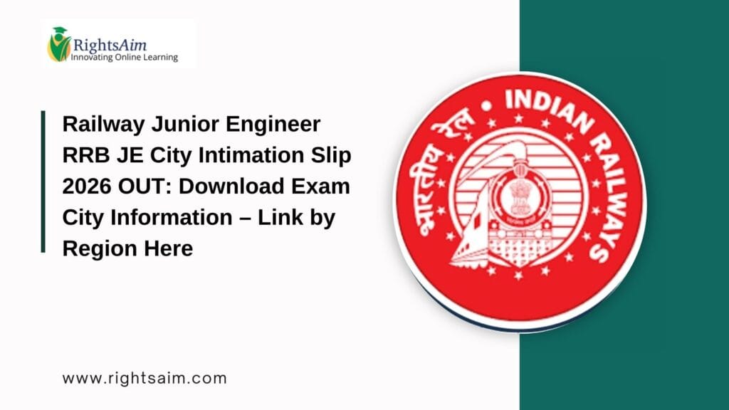RRB JE City Intimation Slip 2026