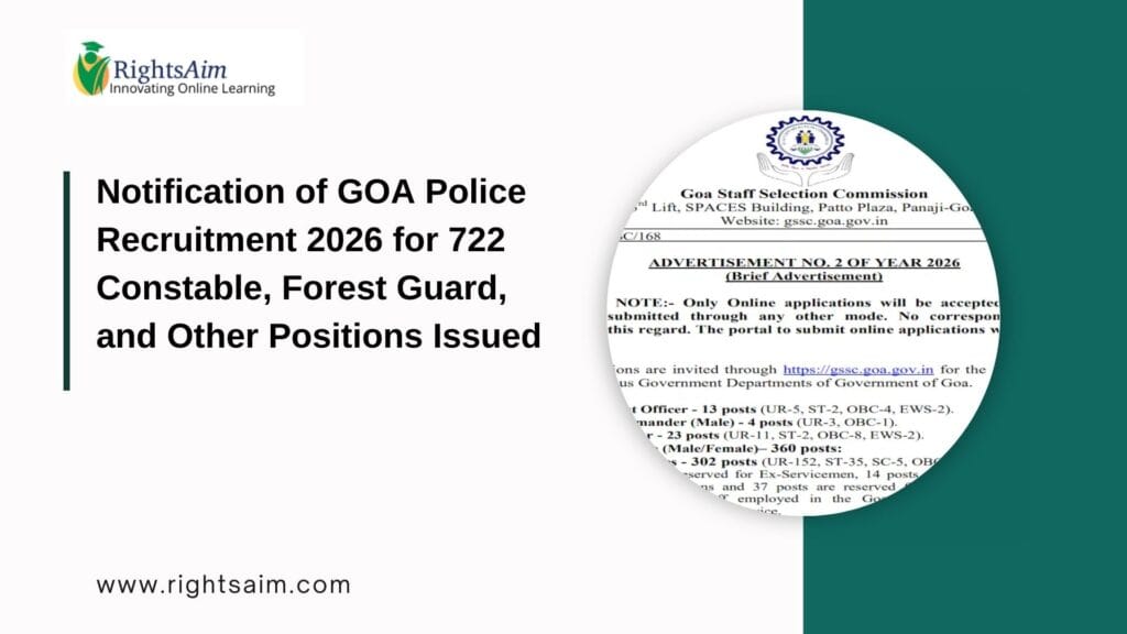 GOA Police Recruitment 2026 for 722 Constable