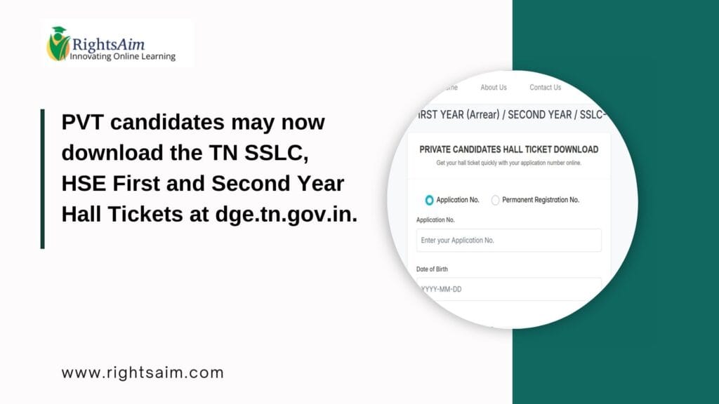 TN SSLC, HSE First and Second Year Hall Tickets at dge.tn.gov.in