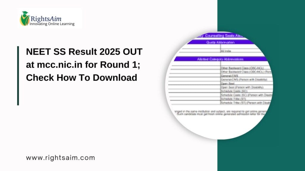 NEET SS Result 2025 OUT at mcc.nic.in for Round 1: Check How To Download