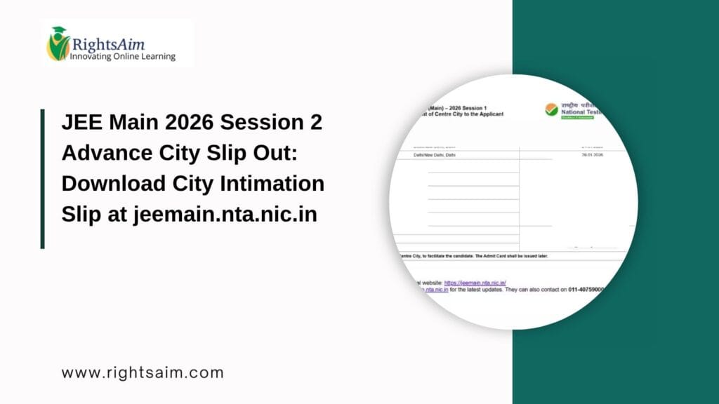 JEE Main 2026 Session 2 Advance City Slip Out
