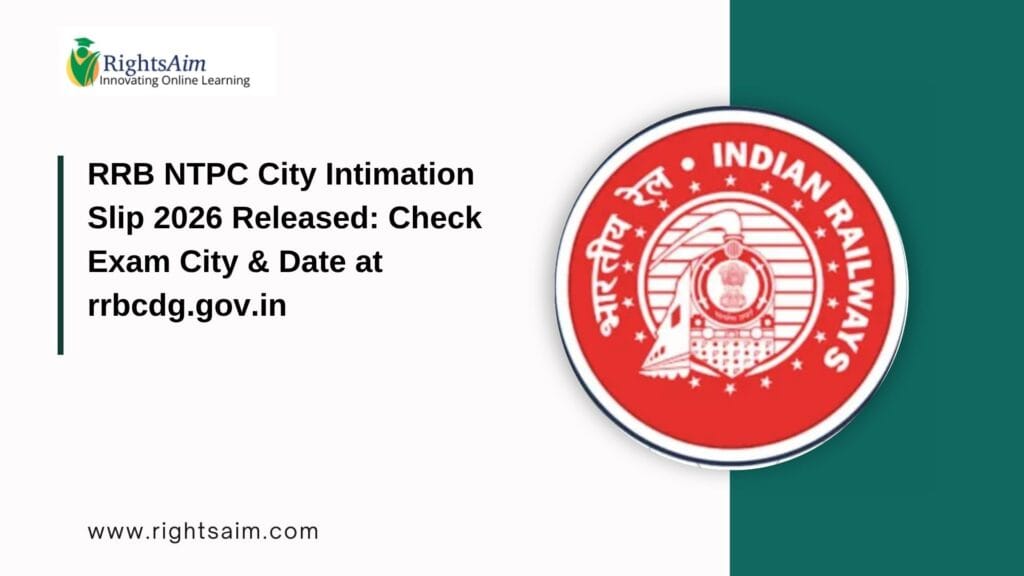 RRB NTPC City Intimation Slip 2026