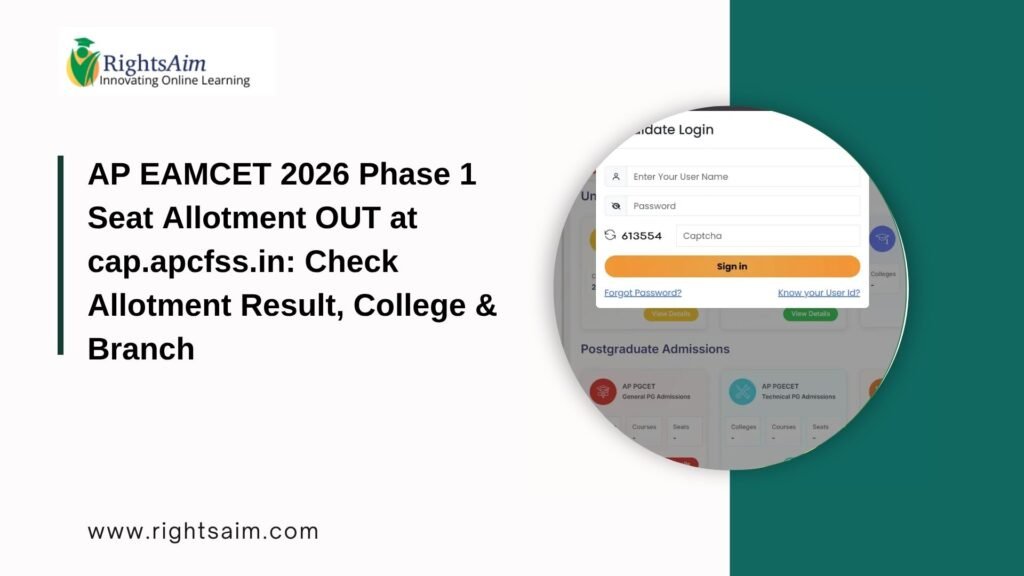 AP EAMCET 2026 Phase 1 Seat Allotment OUT